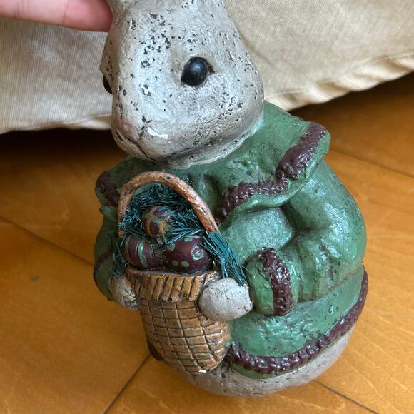 Paper Mache Plaster Easter Bunny Country Primitive RabbitBasket 8” - Picture 5 of 12